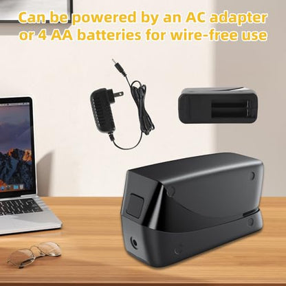 Electric Stapler, 25 Sheet Automatic Stapler, Include 2000 Staples and 1 Staple Remover, Jam Free, Professional and Home Office，Battery not Included，AC or Battery Powered - color: Black Electric Stapler