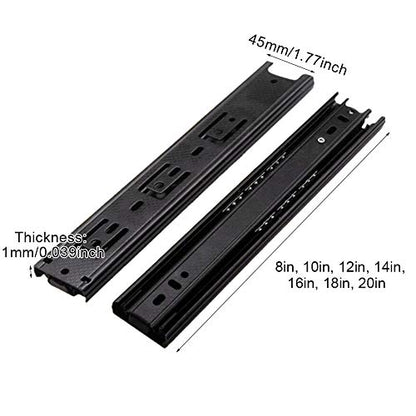 1 Pairs Ball Bearing Drawer Slides, 8 10 12 14 16 Inchs Furniture Drawer Slides 3 Folds Extension Soft Close Guide Rail for Dresser, Cabinet, Kitchen(8in)