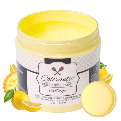 Colorantic | LEMON PIE Chalk Based Paint for Furniture Painting DIY, Cabinets, Glass - Multi-Surface Craft Paint- Non-Toxic | LIGHT YELLOW Decorative Painting for Wax Finish Wood Waverly (8 oz (Pack - color: Lemon Pie, size: 8 Fl Oz (Pack of 1)