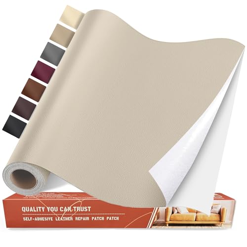 Leather Repair Tape, Self Adhesive Leather Repair Patch Kit Beige - color: Beige, size: 31.4x16 inch