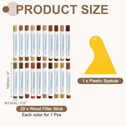 uxcell 20Pcs Wood Filler Sticks 20 Colors Mixed & Red Oak Series - color: Mixed Red Oak Series