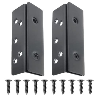 2PCS Bed Frame Hardware Bed Post Double Hook Slot Hardware Attachment Bracket Bed Rail Hooks Plates Heavy Duty Bed Post Double Pin Hook Slot Bracket, Black