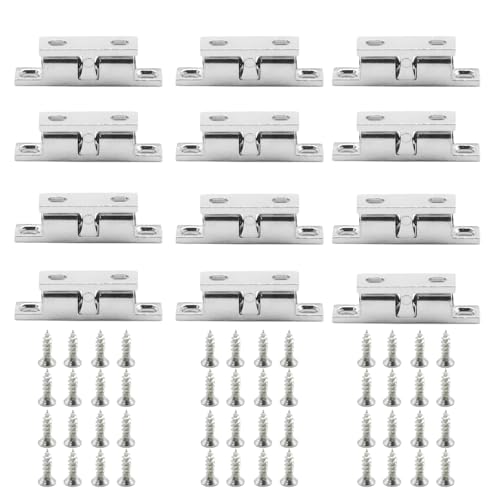 MDEOOSKY 12Pcs 2 inch 50mm Double Ball Tension Roller Catch Latch, Zinc Alloy Ball Catch Omitfu Set with Screws, Corrosion Resistance Ball Catch Tension Latches for Cabinet Wardrobes