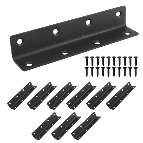 L Bracket, Heavy Duty Corner Brace, 10 Pack 5.51" Metal Shelf Bracket Angle Bracket for Shelves, Black Metal Braces for Wood, 140mm Overall Length - size: 5.5 Inch