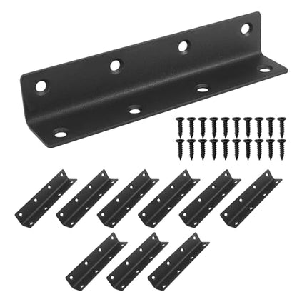 L Bracket, Heavy Duty Corner Brace, 10 Pack 5.51" Metal Shelf Bracket Angle Bracket for Shelves, Black Metal Braces for Wood, 140mm Overall Length - size: 5.5 Inch