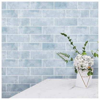 Tilingview 30 PCS Peel and Stick Backsplash Tile for Kitchen/Bathroom/Living Room, 3"x 9" Self-Adhesive Subway Tile for Backsplash, Imitation Glazed Tiles/Handmade Tiles (Matte Pastel Blue) - color: Matte Pastel Blue