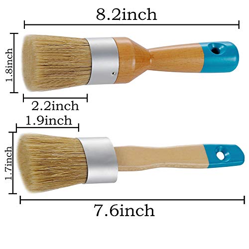 MAXMAN Chalk Paint Brush Set 2Pcs, Wax & Stencil Brushes, Natural Bristles - size: 2PCS-Large