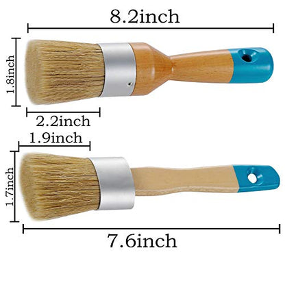 MAXMAN Chalk Paint Brush Set 2Pcs, Wax & Stencil Brushes, Natural Bristles - size: 2PCS-Large
