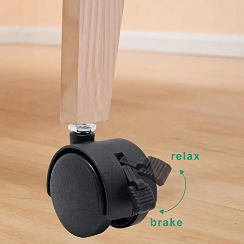 Locking Casters Set of 4, M8 Threaded Plastic Stem Caster Wheels 2 inch, Black Nylon Swivel Caster Wheels Replacement for Furniture, Office Chair, Table, Cabinet, Shelf - style: 2 Inch with Brake-M8 Threaded Stem