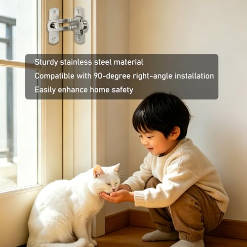 2 Set 4" 90 Degree Gate Latches | Stainless Steel Safety Door Lock for Barn Door, Silver - size: 90 Degree Silver - 4"