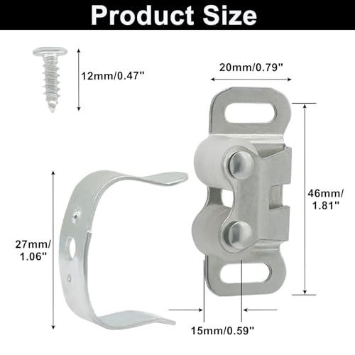 10 Pcs Cabinet Door Catch, Double Post Friction Roller Catch