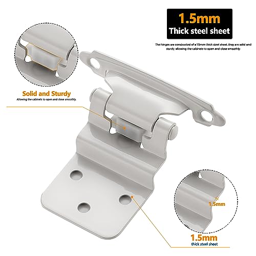 Ravinte 3/8" Inset White Cabinet Hinges 60 Pack (30 Pairs) - color: White