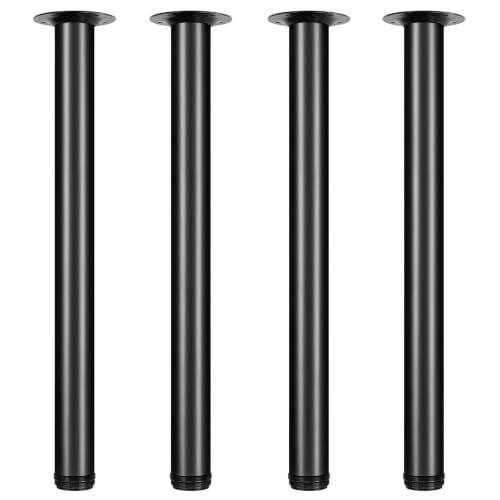 QLLY 26 inch Adjustable Metal Desk Legs, Heavy Duty Furniture Table Legs with 1" Leveling Adjustment for DIY Office Desk, Workbench, Dining Table, Set of 4 (Black) - color: Black, size: 26 inch