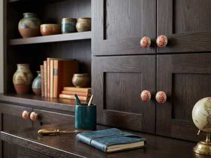 Red Ceramic Cabinet Knobs (Pack of 6) - color: Red, style: Art Deco