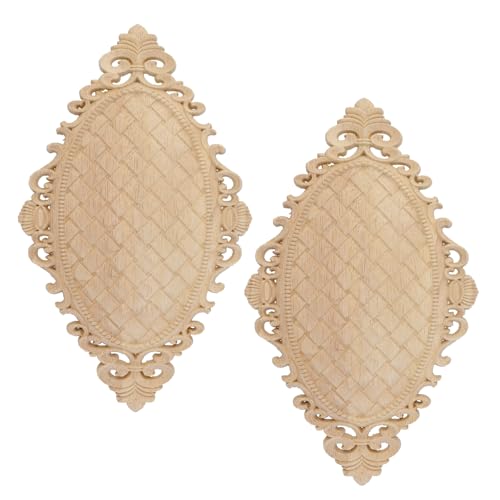 Antrader 2Pcs Unpainted Wood Carved Appliques for DIY,9.84"×5.9"(Style 17) - style: Style 17