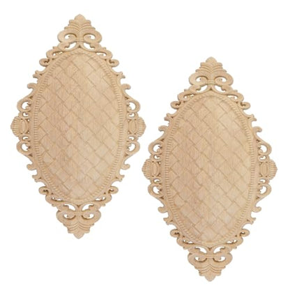 Antrader 2Pcs Unpainted Wood Carved Appliques for DIY,9.84"×5.9"(Style 17) - style: Style 17