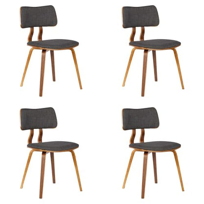 Armen Living Jaguar Mid-Century Dining Chair in Walnut Wood and Charcoal Fabric - Set of 4 - color: Charcoal/Walnut, size: Set of 4