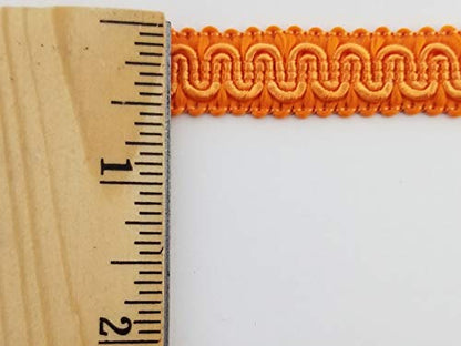 1/2" Scroll Braid Gimp w/Backing - 10 Continuous Yards - Many Color Options! (Orange) - color: Orange