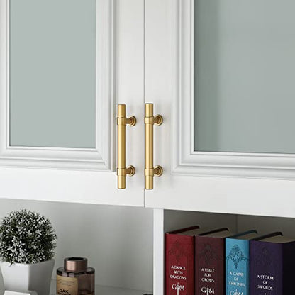 Haliwu 10 Pack 3in Gold Cabinet Handles Brushed Brass Drawer Pulls - color: Matte Gold, size: 76mm (3 inch) Hole Center Spacing