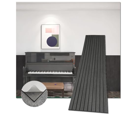 Modern Self-Adhesive Black Wood Slat Wall Panels, Peel and Stick, Decorative Wall Covering, 8-Pack 47.24x11.81in. Natural Wood Surface (Ebony) - color: Ebony