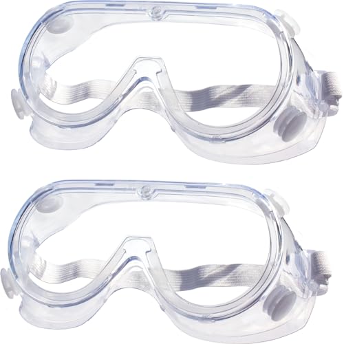2 Pack Safety Goggles Glasses Fit Over Eyeglasses Chemical Protective Splash Protection Eye Goggle For Science Lab Chemistry Eyewear Onions Cutting Man And Women Adjustable White - color: 2 Pack/White Strap