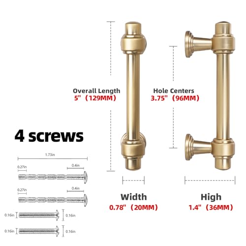 Champagne Bronze Kitchen Cabinet Pulls 3-3/4 Inch 10 Pack - color: Champagne Bronze, size: 3-3/4' Hole Center(96mm)