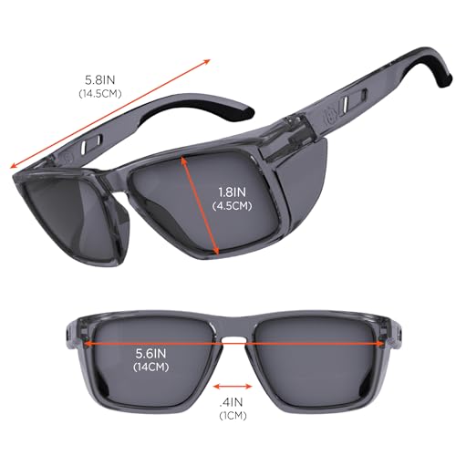 Ergodyne Skullerz SIXTEN Safety Glasses with Side Shields, Anti Fog + Anti Scratch, ANSI z87.1 with Protective Microfiber Bag - color: Smoke Lens