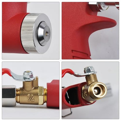 1.45 Gallon Air Texture Gun, Drywall Texture Sprayer with 3 Nozzle 4.0mm, 6.0mm, 8.0mm, Air Hopper Spray Gun with 8mm and 12mm Air Inlet