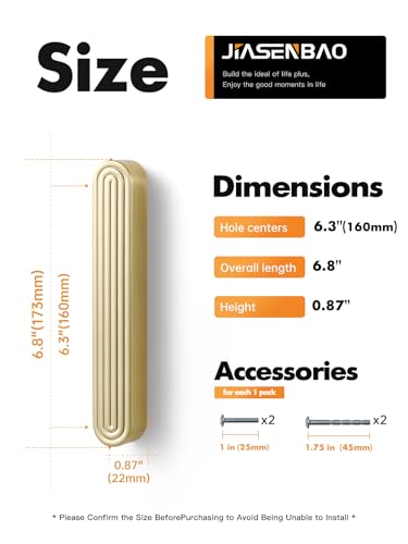 Cabinet Pulls Gold 6.3" Hole Center 5 Pack - color: Brushed Gold, size: 6-5/16"(160mm) Hole Center