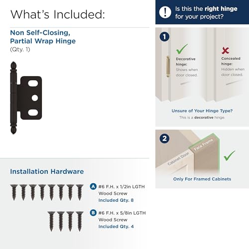 Amerock 3/4" Partial Wrap Oil-Rubbed Bronze Decorative Cabinet Hinge - color: Oil Rubbed Bronze