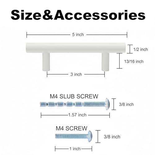 15 Pack Cabinet Handles White, 3 Inch Hole Center, 5 Inch Length Pulls - color: Matte White, size: 3 inch Hole Center