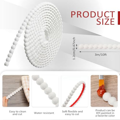 Leinuosen Flexible Bead Molding Trim Peel and Stick White 10ft /12 mm - color: White, size: 10ft /12 mm