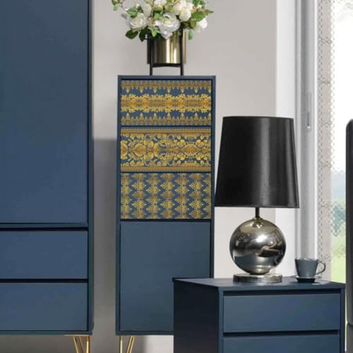 Peacoblue Exquisite Gold Lace Rub On Transfers for Furniture Craft 6"x12" - style: Exquisite Gold Lace
