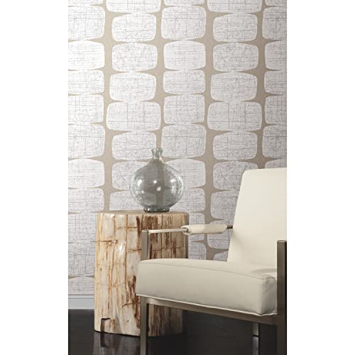 RoomMates Mid-Century Beads Peel and Stick Wallpaper, Tan - color: Tan