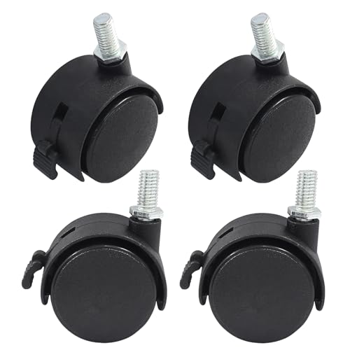 Murtenze 1.5 Inch Nylon Swivel Stem Caster Wheels, 4Pcs, M8 Thread - style: 1.5 Inch Stem with Brake