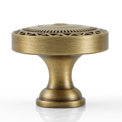 2 Pack Solid Brass Cabinet Knobs, Industrial Style Drawer Knobs, Brushed Antique Brass Cabinet Knobs for Kitchen, Bathroom, and Furniture - size: Knob-B