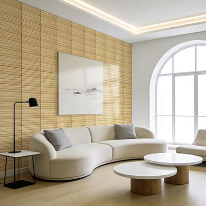 WADILE Peel and Stick Wood Slat Wall Panels 12x12in PVC 10 Pack - color: Light Brown Herringbone, size: 12"x12" 10PC