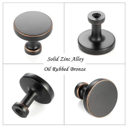 Round Oil Rubbed Bronze Cabinet Knobs 1-1/4 Inch 10 Pack K2302 - color: Oil Rubbed Bronze, size: Knob-10 Pcs