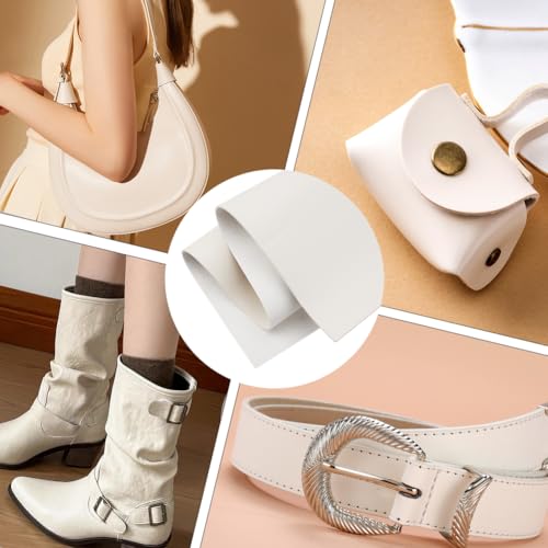 23.7 x 13.01 Inch Litchi Tooling PU Leather Sheet Solid Color Synthetic Fabric Roll Flawless Pieces Square Leather Sheet Leatherette for DIY Earrings Bows Crafts Making(White) - color: White