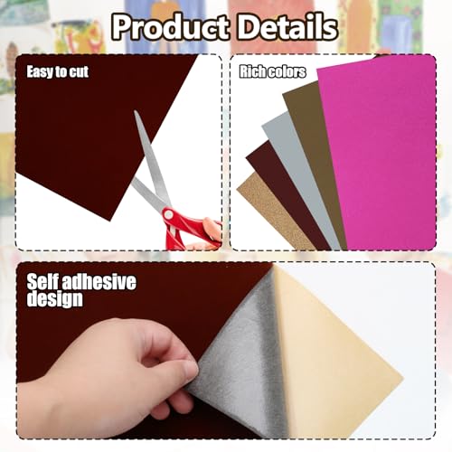 Biaungdo Self Adhesive Felt Sheets, Dark Brown, 6 Pcs, 8 x 12 Inch - color: Dark Brown