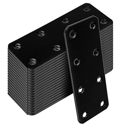 20 Pack 4" x 1-1/2" Black Mending Plates, Straight Connector for Wood