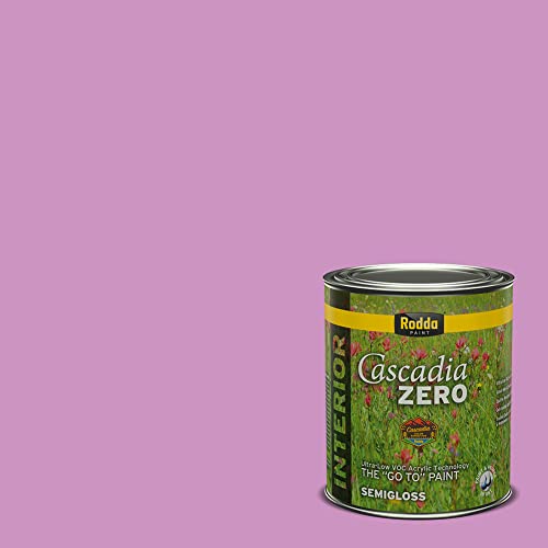 Rodda Paint CASCADIA ZERO Interior Semi-Gloss Paint & Primer in One, Quart, Carnation Rose - color: Carnation Rose, size: 32 Fl Oz (Pack of 1)