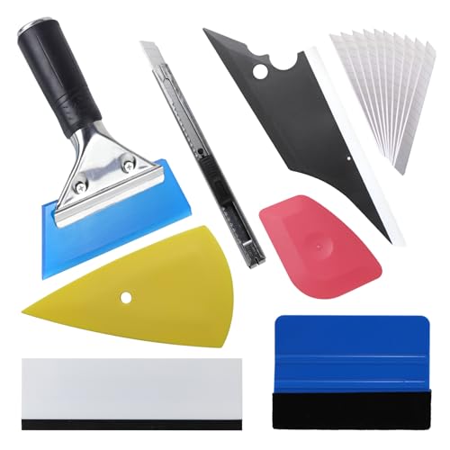 17PCS Window Tint Kit, Car Vinyl Wrap Application Tools, Auto Window Film Tinting Kit, Glass Protective Film Installation Set Includes Squeegees, Cutting Knife with Blades - size: 17PCS
