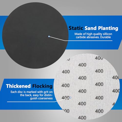 VIBRATITE 400 Grit 5 Inch Hook & Loop Sanding Discs, 70PCS - size: 5 Inch (400 Grit)