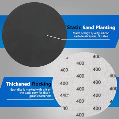 VIBRATITE 400 Grit 6 Inch Hook & Loop Sanding Discs, 30PCS - size: 6 Inch (400 Grit)