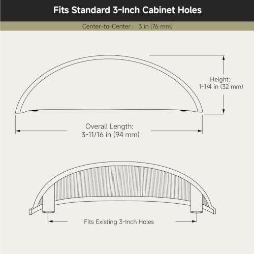Ravinte Matte Black Cabinet Pulls Cup Drawer Handles, 3 Inch CC 15 Pack - color: Matte Black