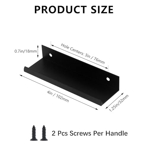 30 Pack Cabinet Handles Black Modern Drawer Pulls, Finger Edge Pull - color: 30 Pack, size: 3in(76mm) Hole Centers