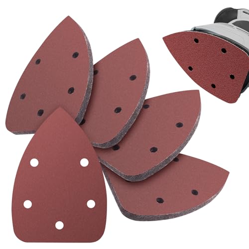 50PCS Mouse Detail Sander Sandpaper, 120 Grits Triangle Sanding Pads, 5 Holes Sanding Sheets Sandpaper Assortment, Sander Pads Sander Paper Mouse Sand Paper for Sanding Polishing - size: 120 Grit