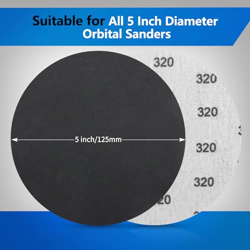 VIBRATITE 320 Grit 5 Inch Hook & Loop Sanding Discs, 70PCS - size: 5 Inch (320 Grit)