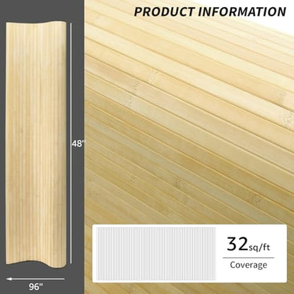 Art3d 48 x 96 in Pole Wrap Natural Bamboo Wall Panel, 2-Pack, Raw - color: Raw, size: 2-48 inches x 96 inches